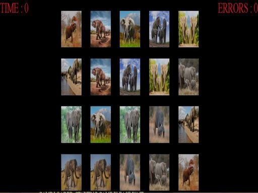 Elephant Memory Match Game